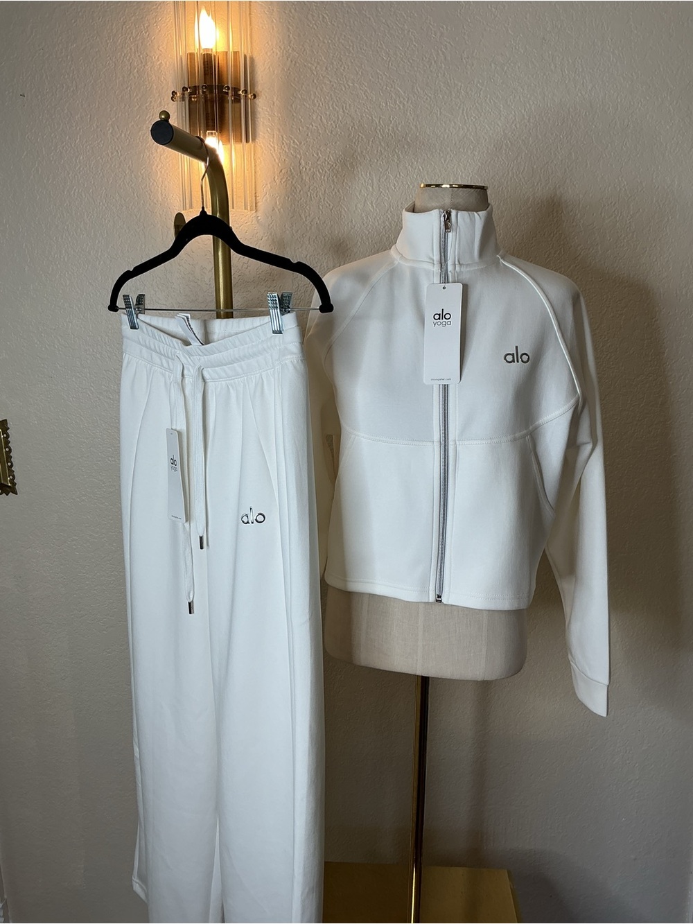 ALO Yoga White High-Rise Track Joggers